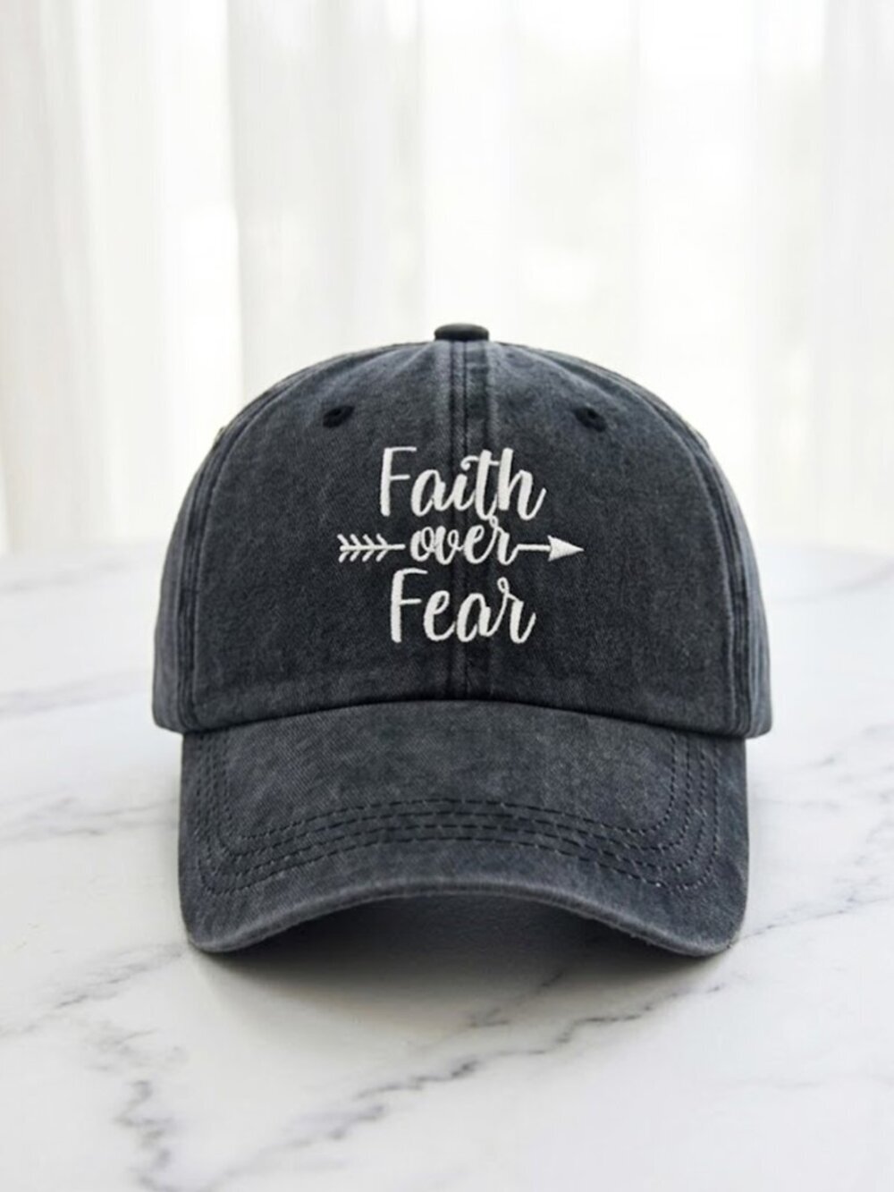 Black Ladies Faith Over Fear Embroidered Hat